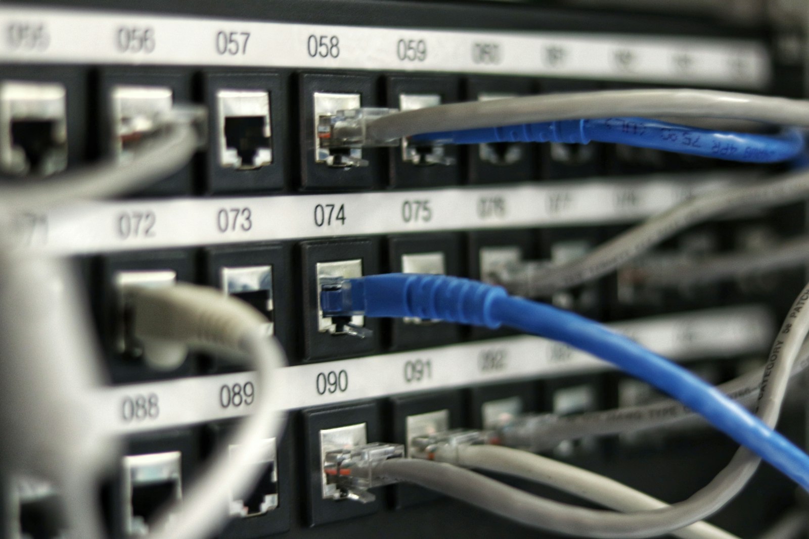 Patch panel with structured network cabling in the Netherlands facility